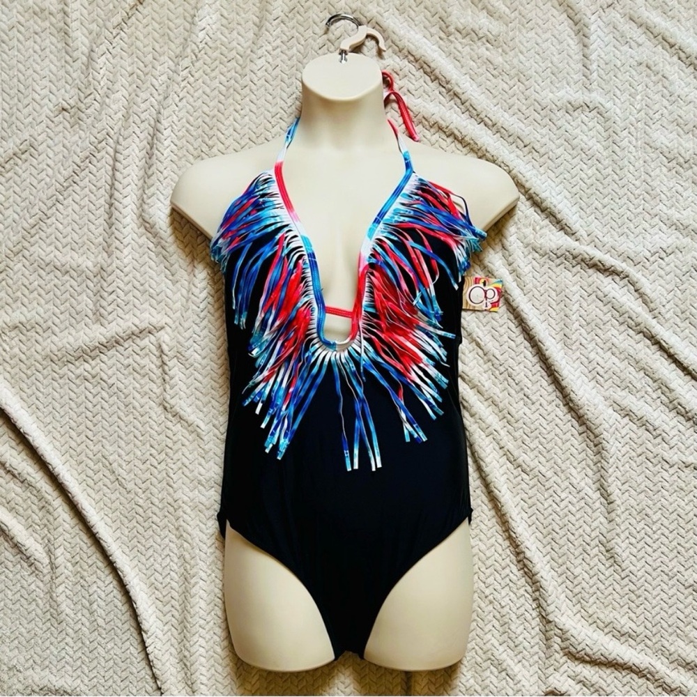 OP Rich Black, Red, White, & Blue One Piece Swimsuit